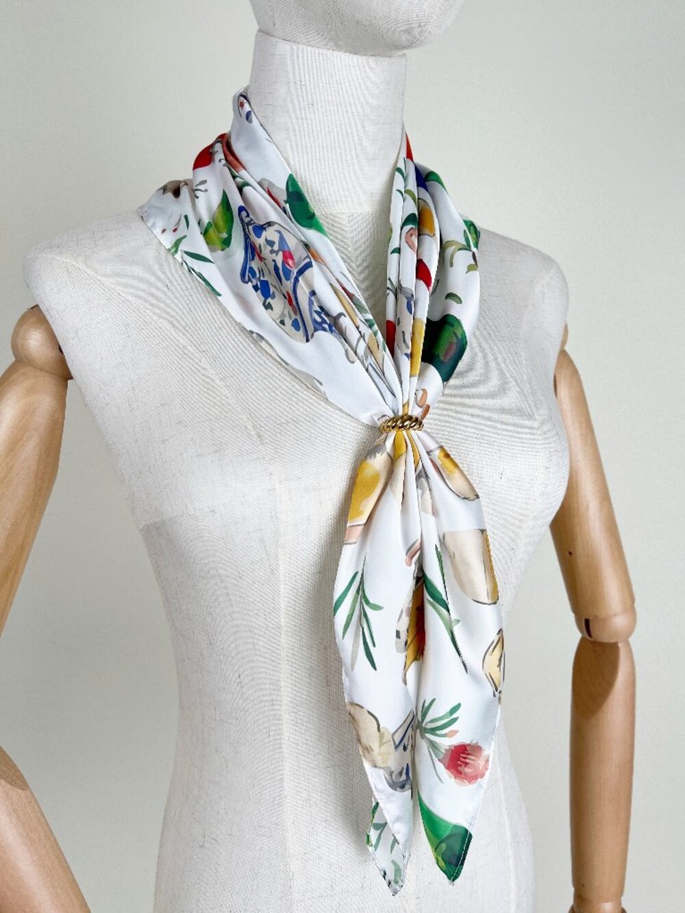 Anthropologie Novelty Print Silky Scarf Bandana European Mediterranean Euro Girl